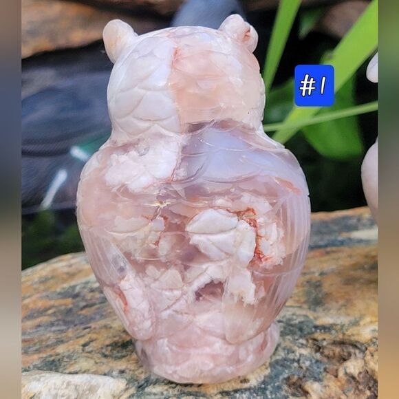Flower Agate Owl - Picture 5 of 7